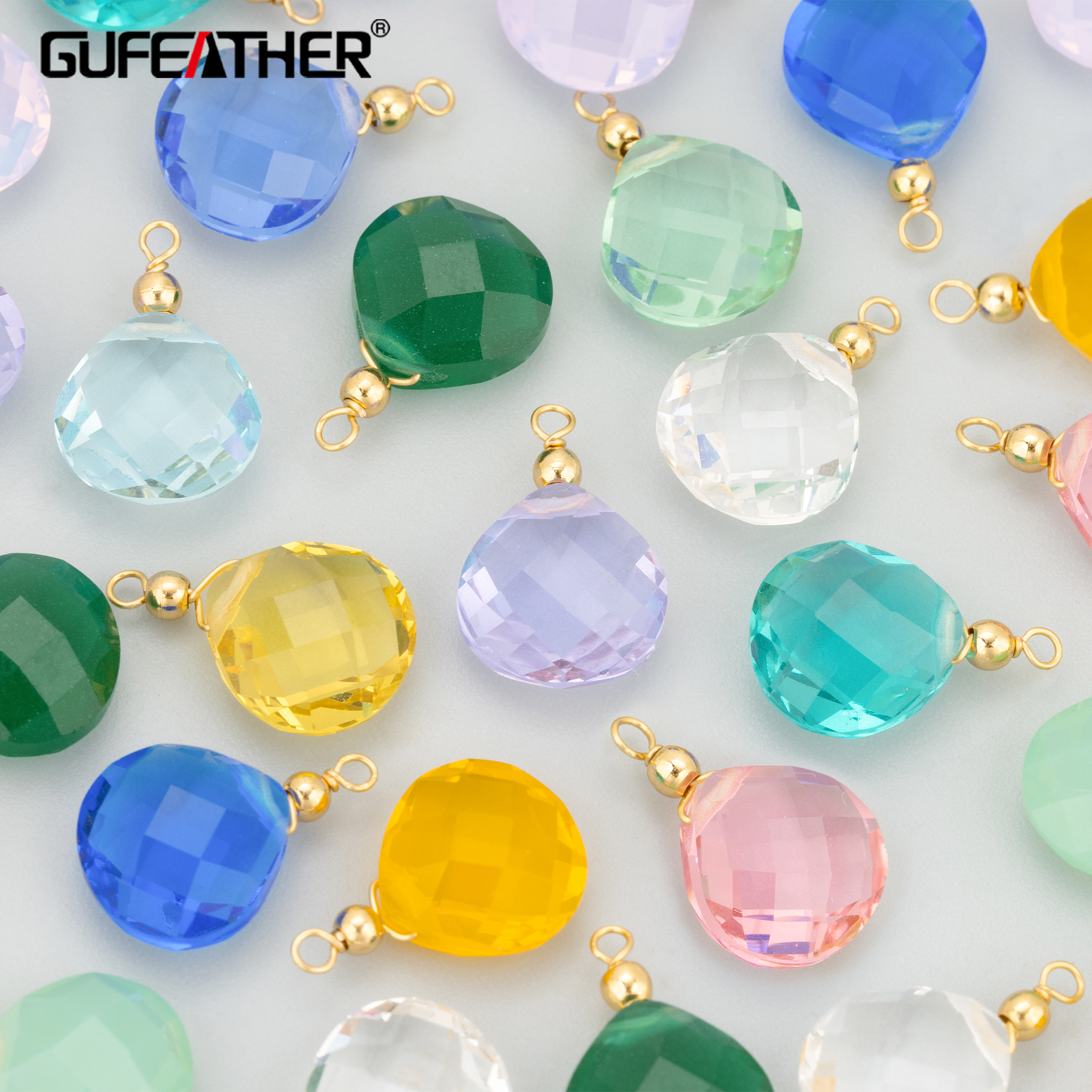 Jewelry Making Stones - GUFEATHER,4pcs/lot,MH84,jewelry accessories,18k gold plated,natural quartz stone,charms,hand