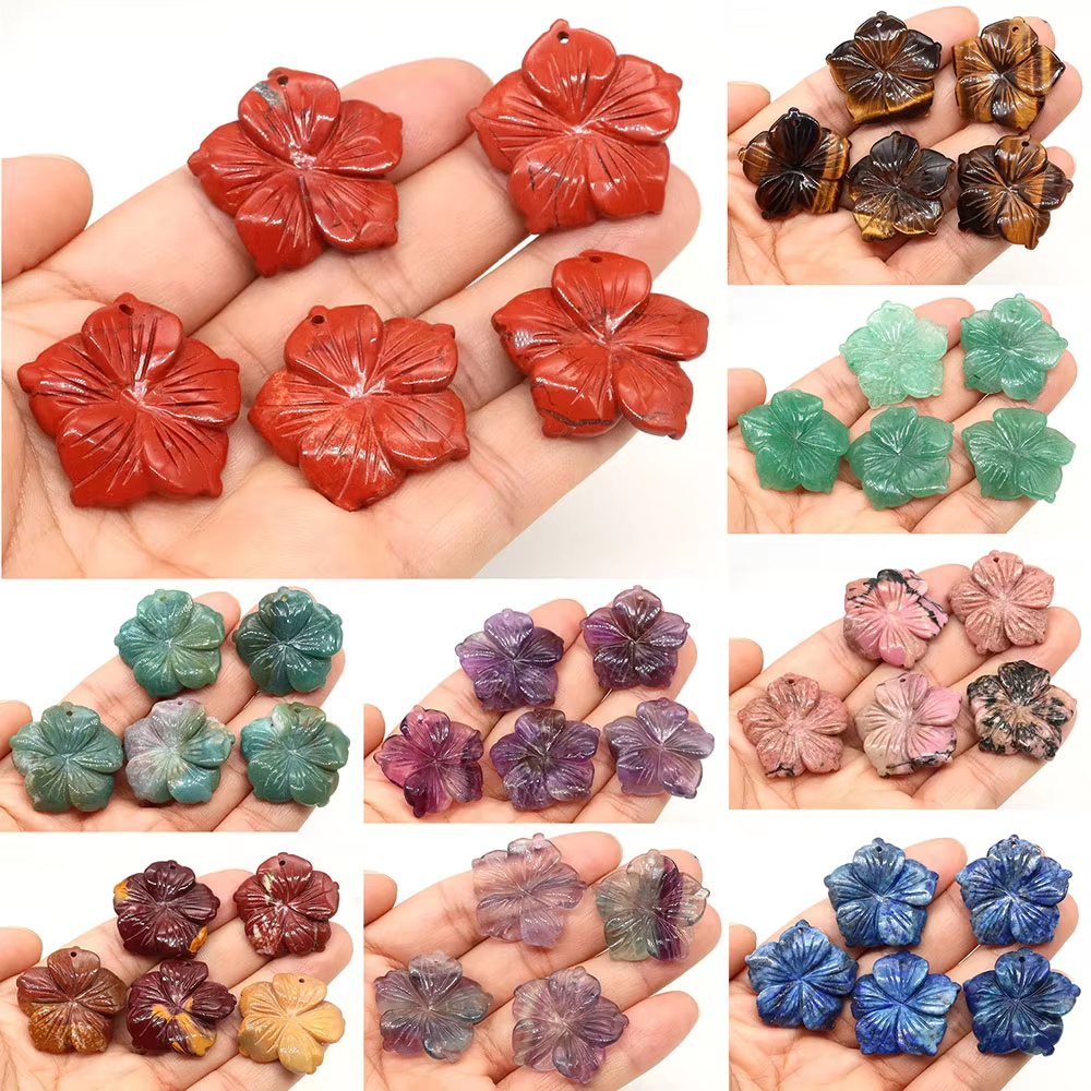Jewelry Making Drill - 28mm Drilled Peach Blossom Flowers Natural