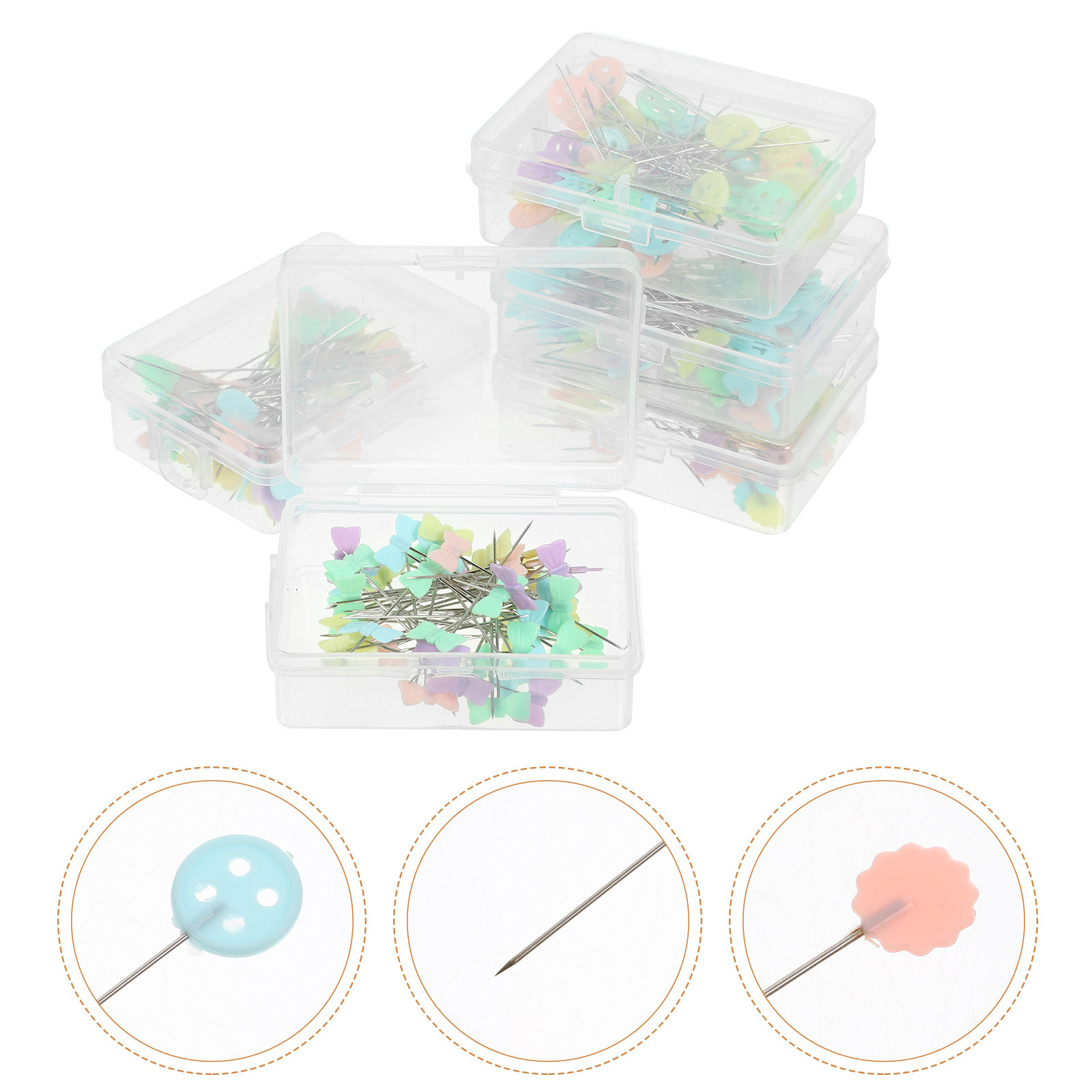 Head Pin Assorted - 5 Boxes Assorted Colored Flat Head