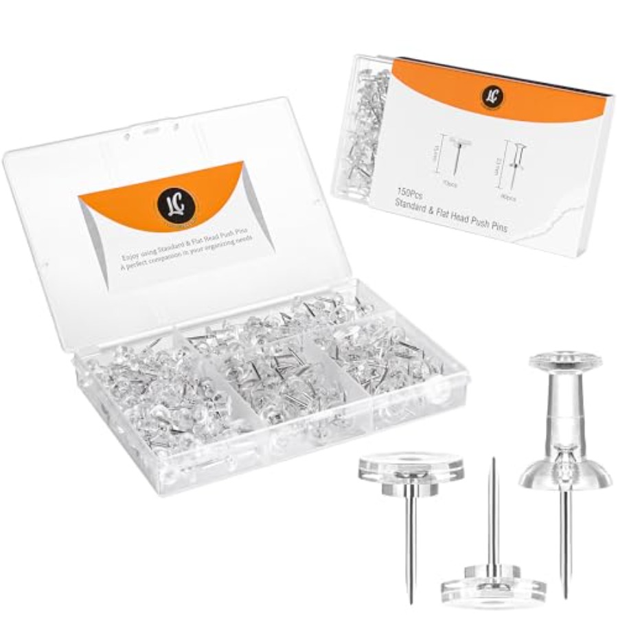 Head Pin Assorted - 150 Pack Assorted Clear Push Pins