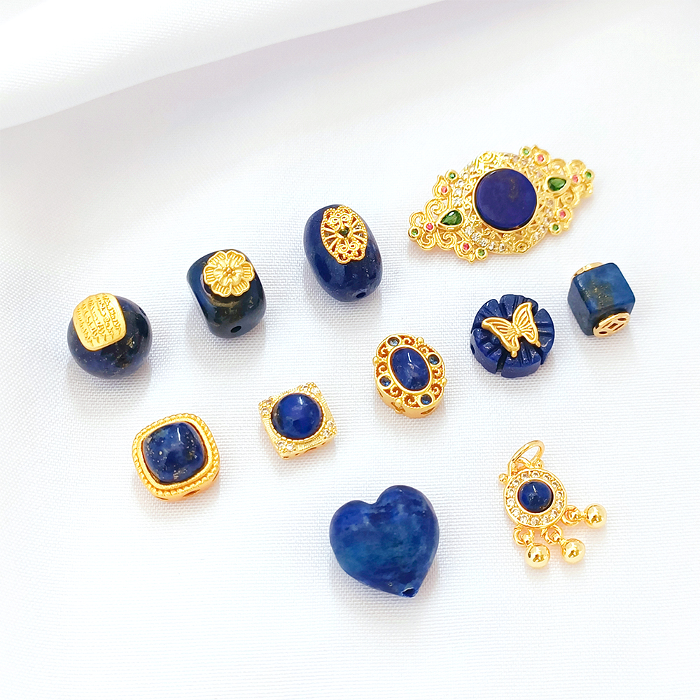 Jewelry Making Raw Materials - Brass Coated Gold Inlaid Raw Stone