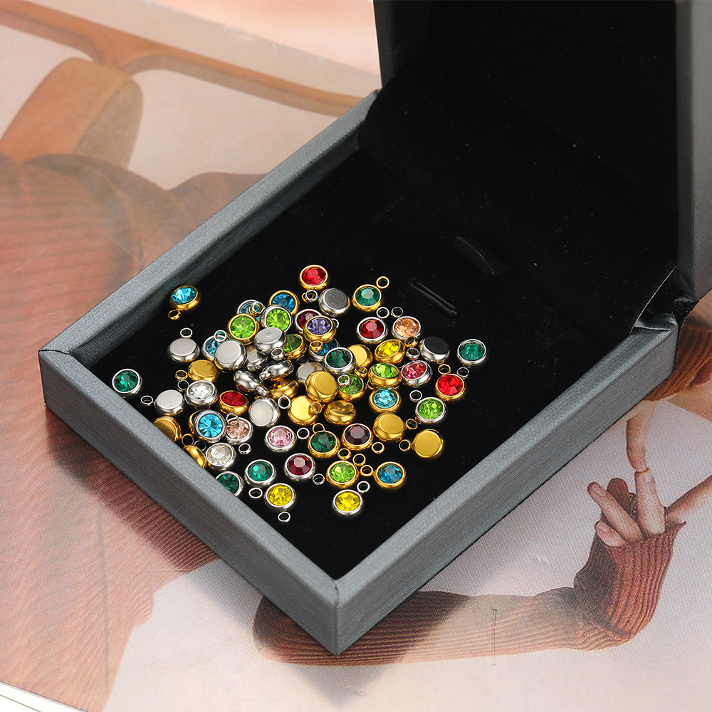 Jewelry Making Stones - 20pcs Zircon Beads Pendants Stainless Steel