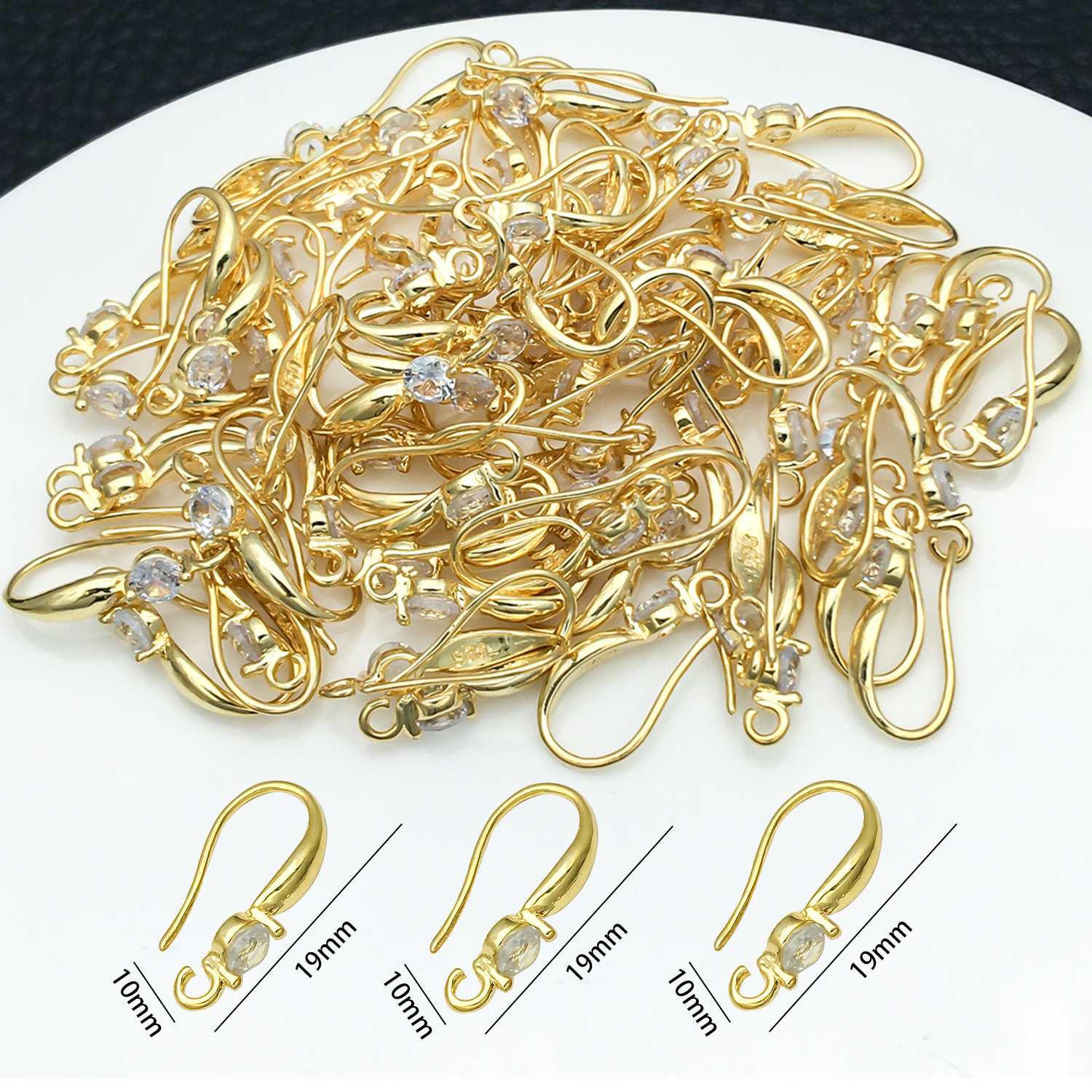 Jewelry Making With Copper Wire - 3pcs 10x19mm with Zircon Earring Hooks