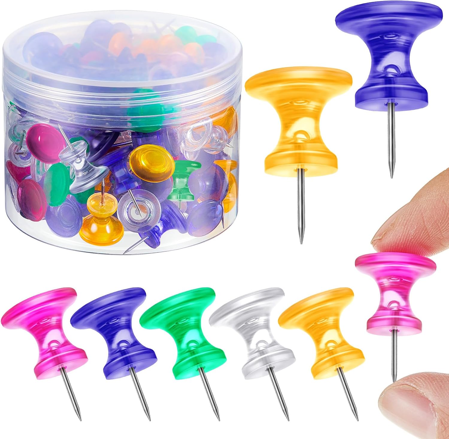 Head Pin Assorted - 60 Pcs Giant Push Pins with