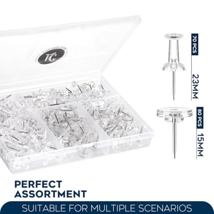 150 Pack Assorted Clear Push P - Head Pin Assorted recensie en prijs