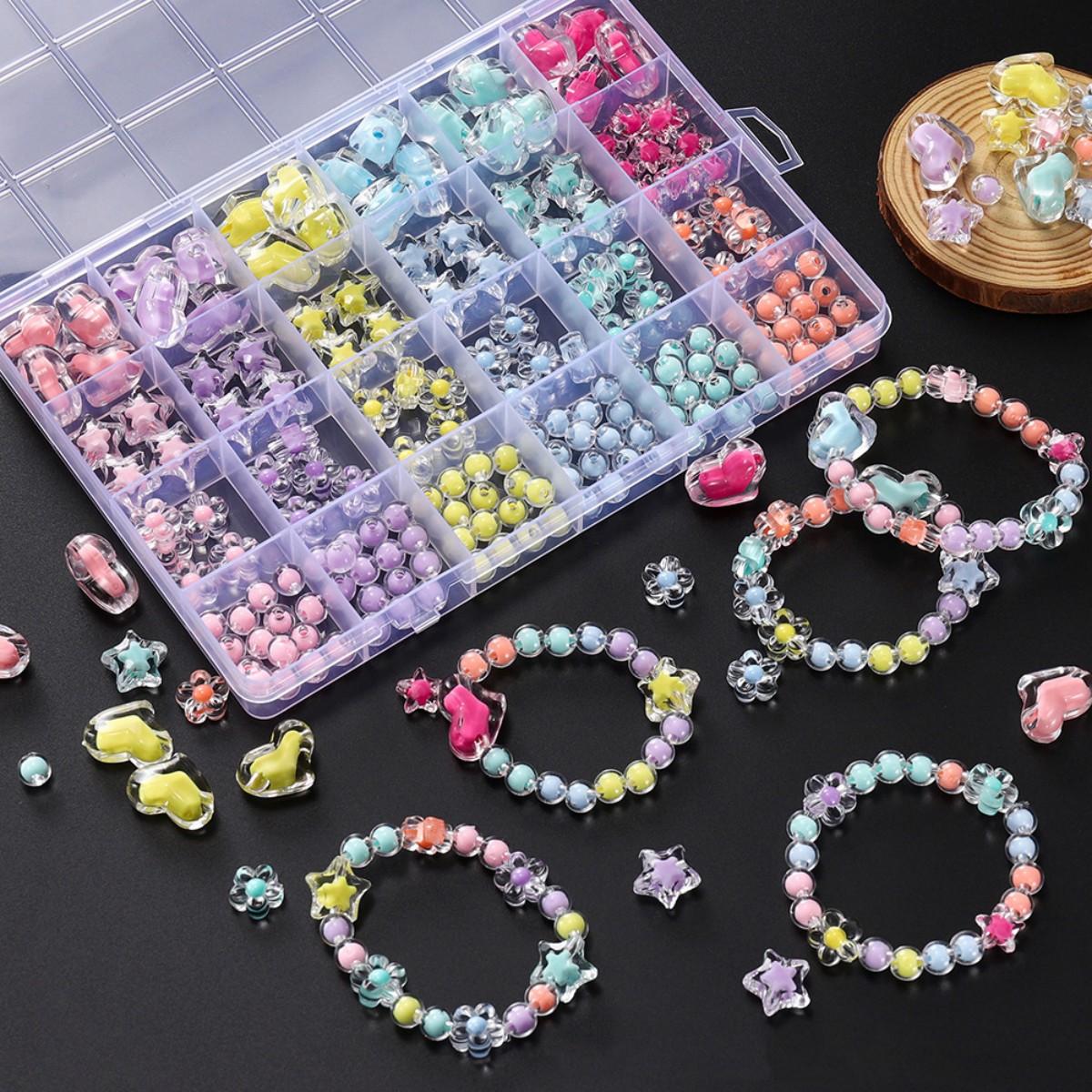 174pcs/Box Heart Acrylic Beads - Jewelry Making For Birthday Party recensie en prijs