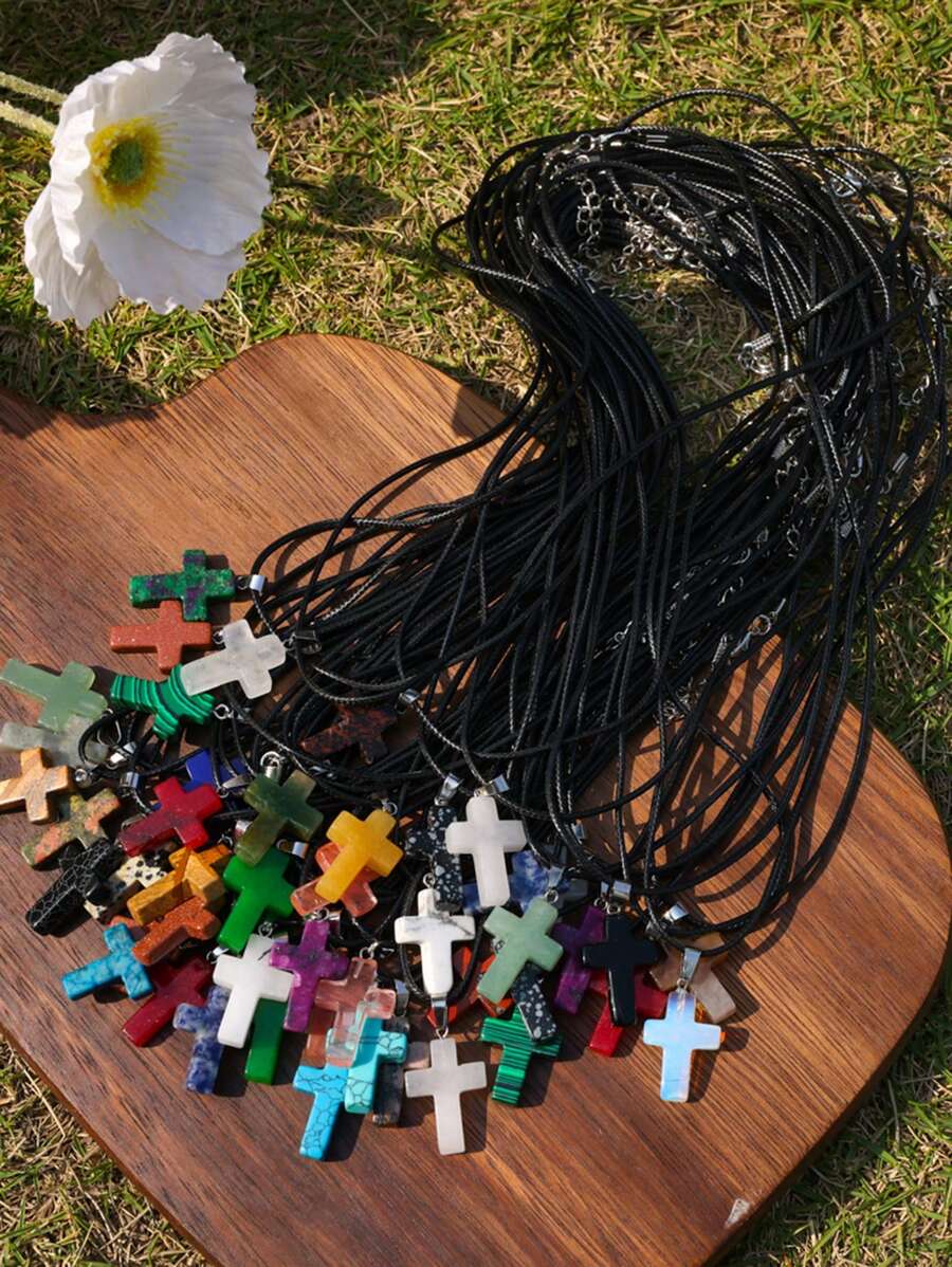 24pcs Natural Stone Cross Pend - Jewelry Making Party For Adults recensie en prijs
