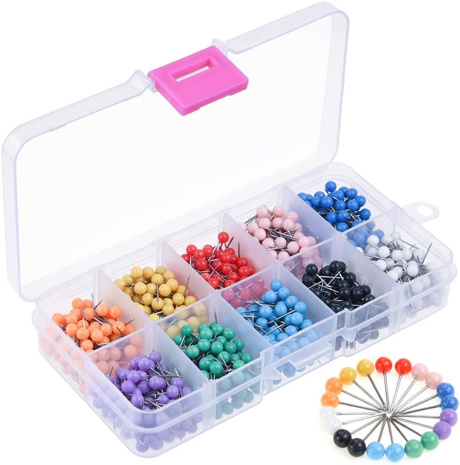 1000 Pcs 1/8 inch Map Push Pin - Head Pin Assorted recensie en prijs