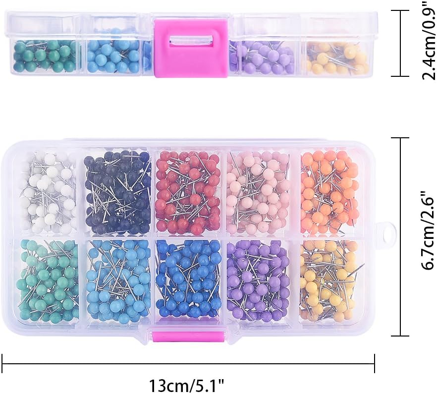 1000 Pcs 1/8 inch Map Push Pin - Head Pin Assorted recensie en prijs