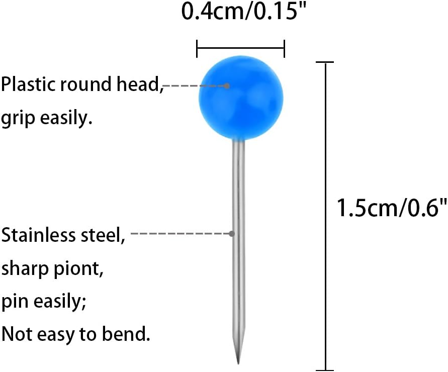 1000 Pcs 1/8 inch Map Push Pin - Head Pin Assorted recensie en prijs