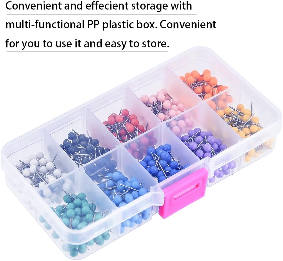 1000 Pcs 1/8 inch Map Push Pin - Head Pin Assorted recensie en prijs